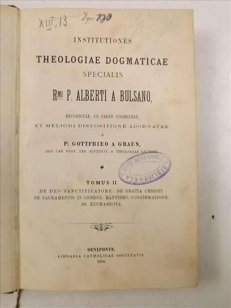 Institutiones Theologiae Dogmaticae, t. II. 1894 r.