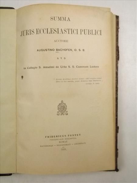 Summa Juris Ecclesiastici Publici, 1910 r.