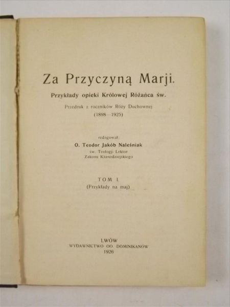 Za przyczyną Marji, Tom I, 1926 r.