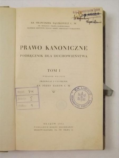 Prawo kanoniczne, t.I, 1932 r.