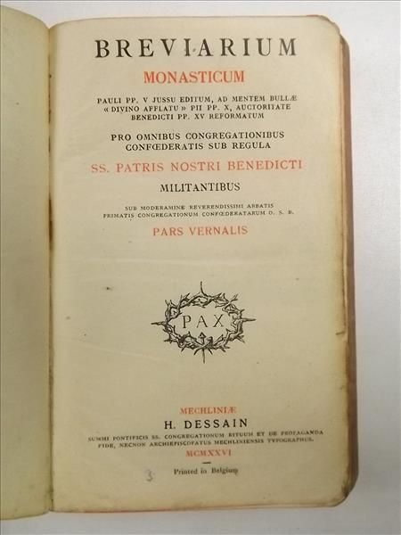 Breviarium Monasticum, 1926 r.