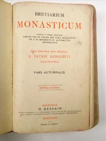 Breviarium Monasticum, 1933 r.