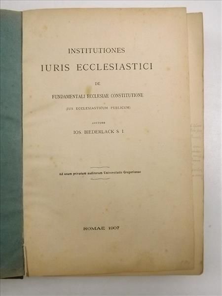 Biederlack S. I. - Institutiones Iuris Ecclesiastici, 1907 r.