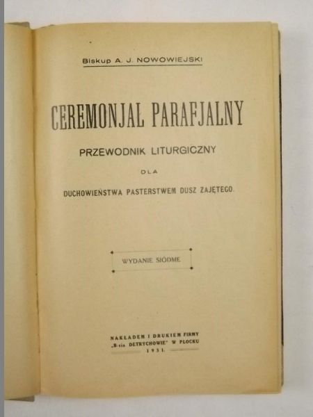 Ceremoniał parafjalny. Przewodnik liturgiczny, 1931 r.