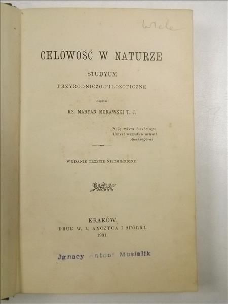 Celowość w naturze, 1901 r.