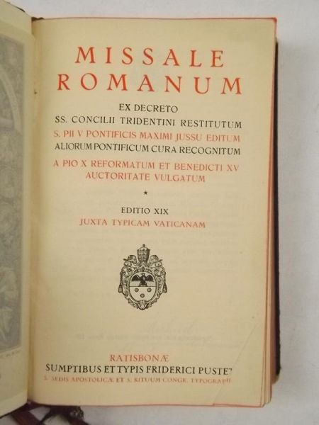 Missale Romanum Ex Decreto Sacrosancti Concilii Tridentini, ok 1936 r.