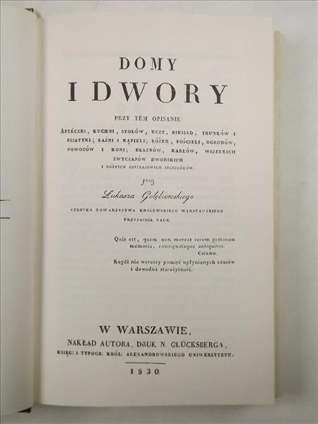 Domy i dwory, reprint 1830 r.