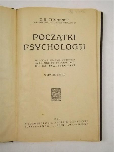 B. - Początki psychologji wyd. 1921 r.