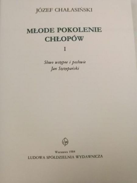 Młode pokolenie chłopów, t. I - IV, reprint 1938 r.