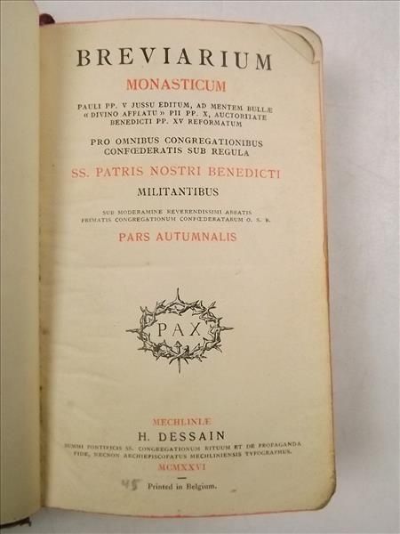 Breviarium Monasticum, 1926 r.