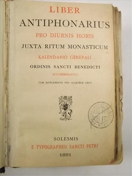 Liber Antiphonarius pro Dirunis Horis,1891 r.