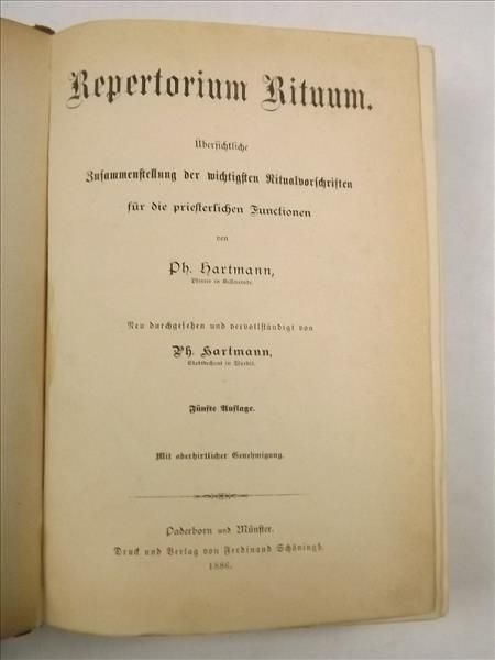 Hartmann Ph. - Repertorium Rituum. Uberfichtliche, 1886 r.