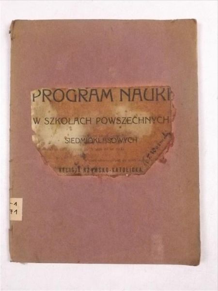 Program nauki w szkołach powszechnych siedmioklasowych, 1920 r.