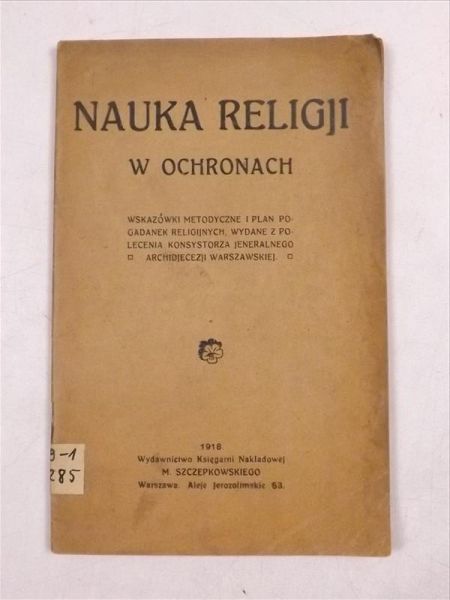 Nauka religji w ochronach, 1918 r.