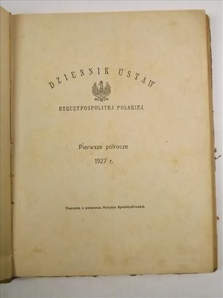 Dziennik ustaw Rzeczypospolitej Polskiej. Pierwsze półrocze 1927 r.
