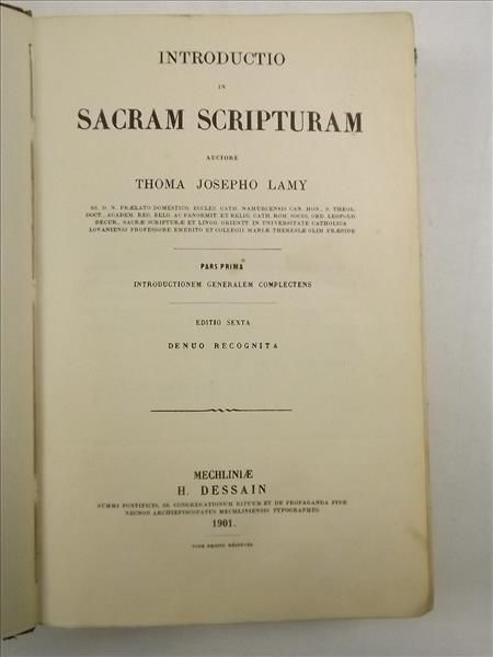 Lamy  T. J. - Introductio in Sacram Scripturam, 1901 r.