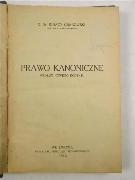 Prawo kanoniczne, 1921 r.