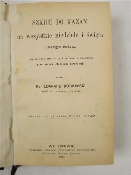 Szkice do kazań, 1890 r.