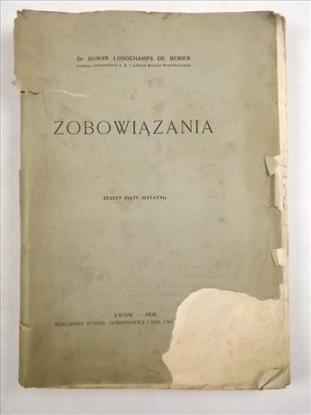 Polskie Prawo Cywilne, t. II. Zobowiązania, część V, 1938 r.