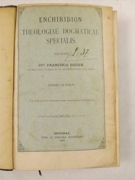 Enchiridion Theologiae Dogmaticae Specialis, 1890 r.