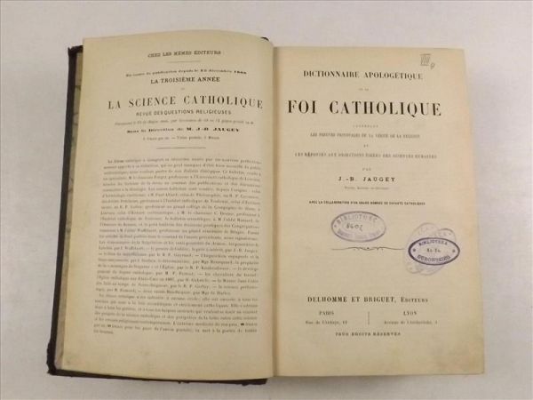 Dictionnaire apologetique de la foi catholique, ok. 1891 r.