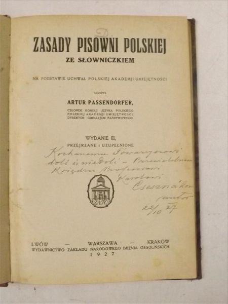 Zasady pisowni polskiej ze słowniczkiem, 1927 r.