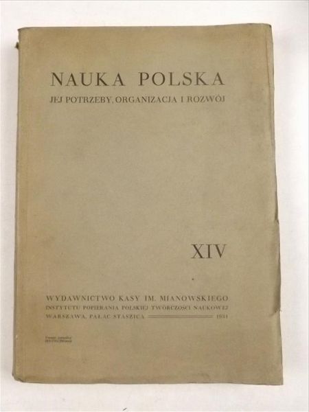 Nauka Polska jej potrzeby, organizacja i rozwój  XIV, 1931 r.