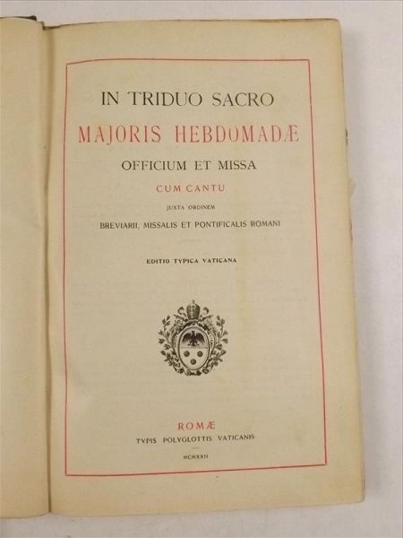 In Triduo Sacro Majoris Hebdomadae Officium et Missa, 1922 r.