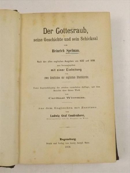 Der Gotesraub, seine Geschichte und sein Schicksal, 1878 r.