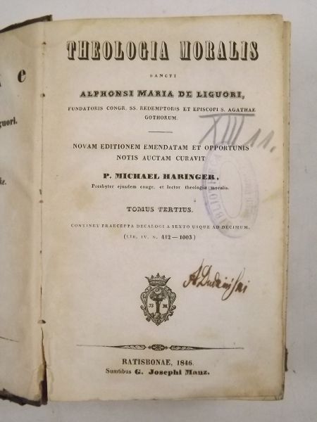 Theologia Moralis sancti Alphonsi Maria de Liguori, T. III, 1846 r.