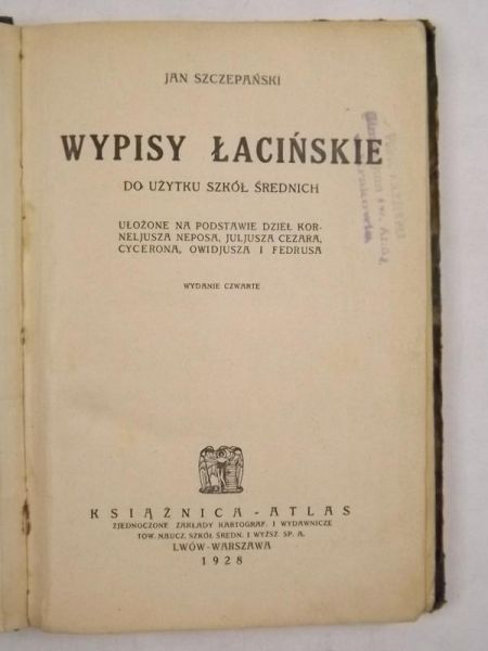 Wypisy łacińskie do użytku szkół średnich, 1928 r.