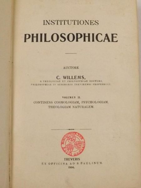 Institutiones Philosophicae, Volumen II, 1906 r.