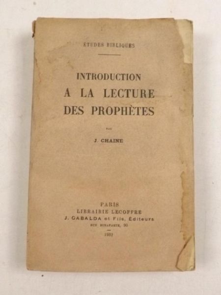 Introduction a la Lecture des Prophetes, 1932 r.