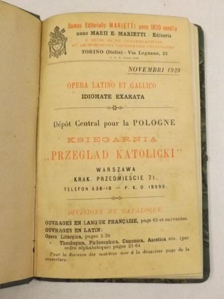 Marietti E. Marii - Opera latino et gallico, 1929 r.
