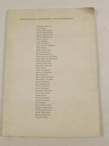 Stowarzyszenie Artystyczne "Grupa Krakowska". Katalog wystaw.