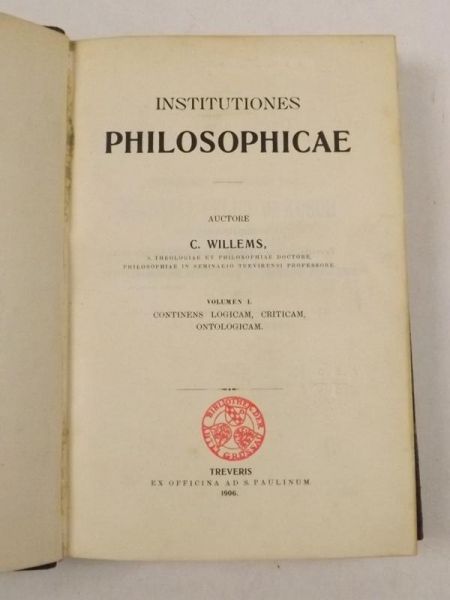 Institutiones Philosophicae, Volumen I, 1906 r.