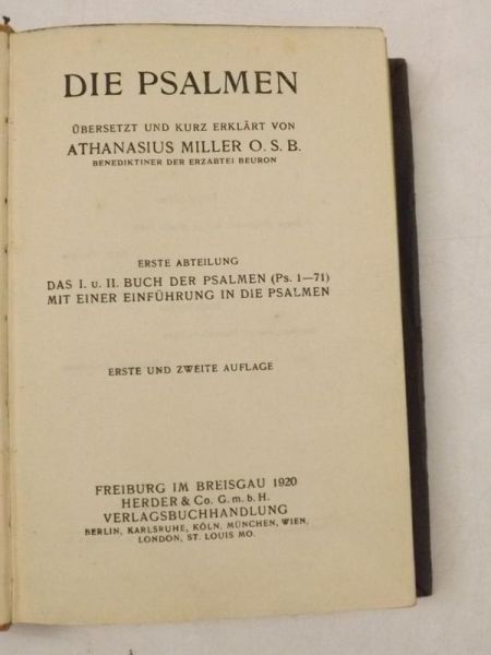 Die Psalmen, 1920 r.