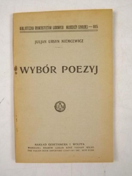 Niemcewicz Juljan Ursyn - Wybór poezyj, około 1922 r.