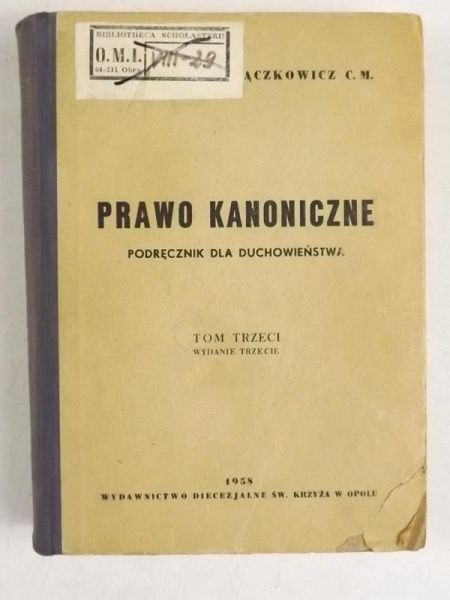 Prawo kanoniczne, podręcznik dla duchowieństwa, tom III