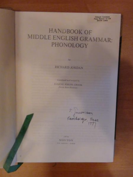 Jordan Richard - Handbook of middle english grammar: phonology Tom I-II