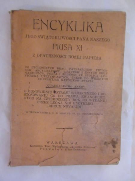 Encyklika jego świątobliwości pana naszego Piusa XI z opatrzności bożej papieża 1931 r.