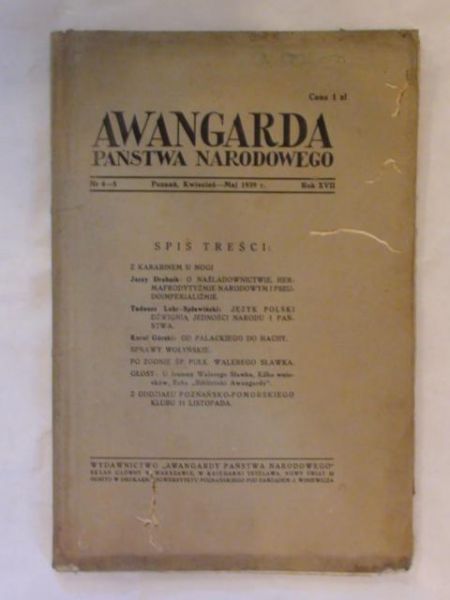 Awangarda państwa narodowego - dwutygodnik - Nr 4-5 Rok XVII kwiecień-maj 1939r.