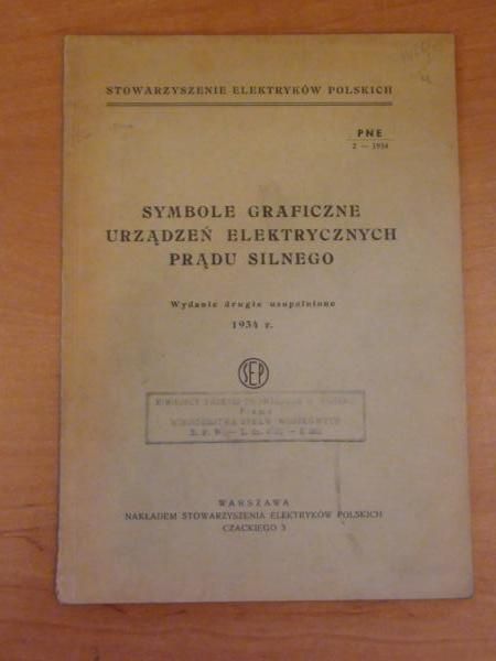 Symbole graficzne urządzeń elektrycznych prądu silnego, 1934