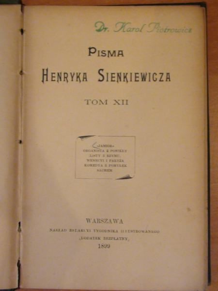 Pisma.Tom XII, 1899 r.