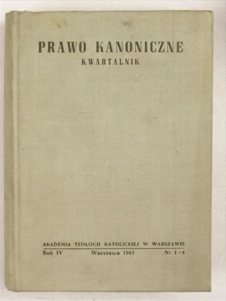 Prawo kanonicze. Kwartalnik, Nr I - IV