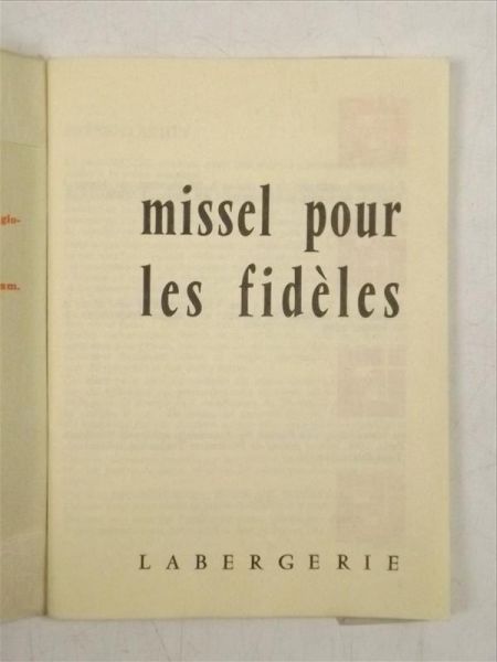 Missel pour les fideles. Labergerie