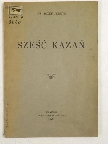 Sześć kazań, 1928 r.