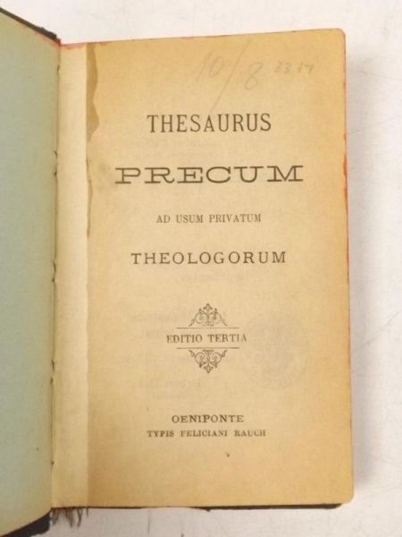 Thesaurus Precum Ad Usum Privatum Theologorum, 1921 r.
