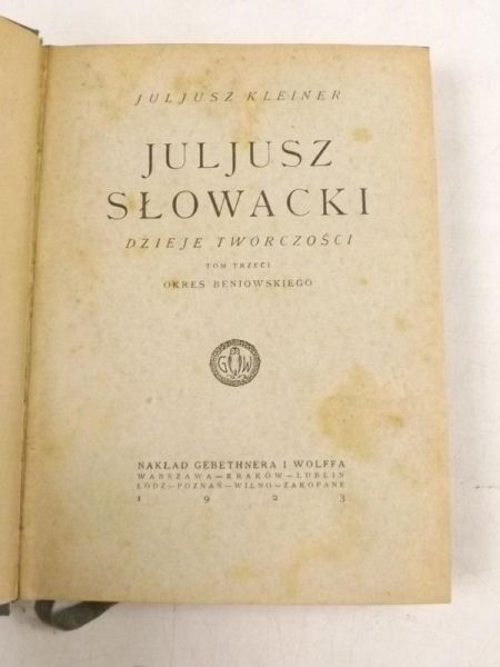 Słowacki. Tom III. 1923 r.