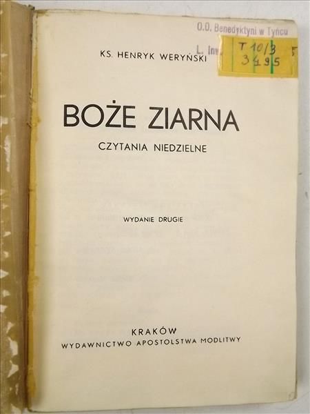 Boże ziarna,  1936 r.